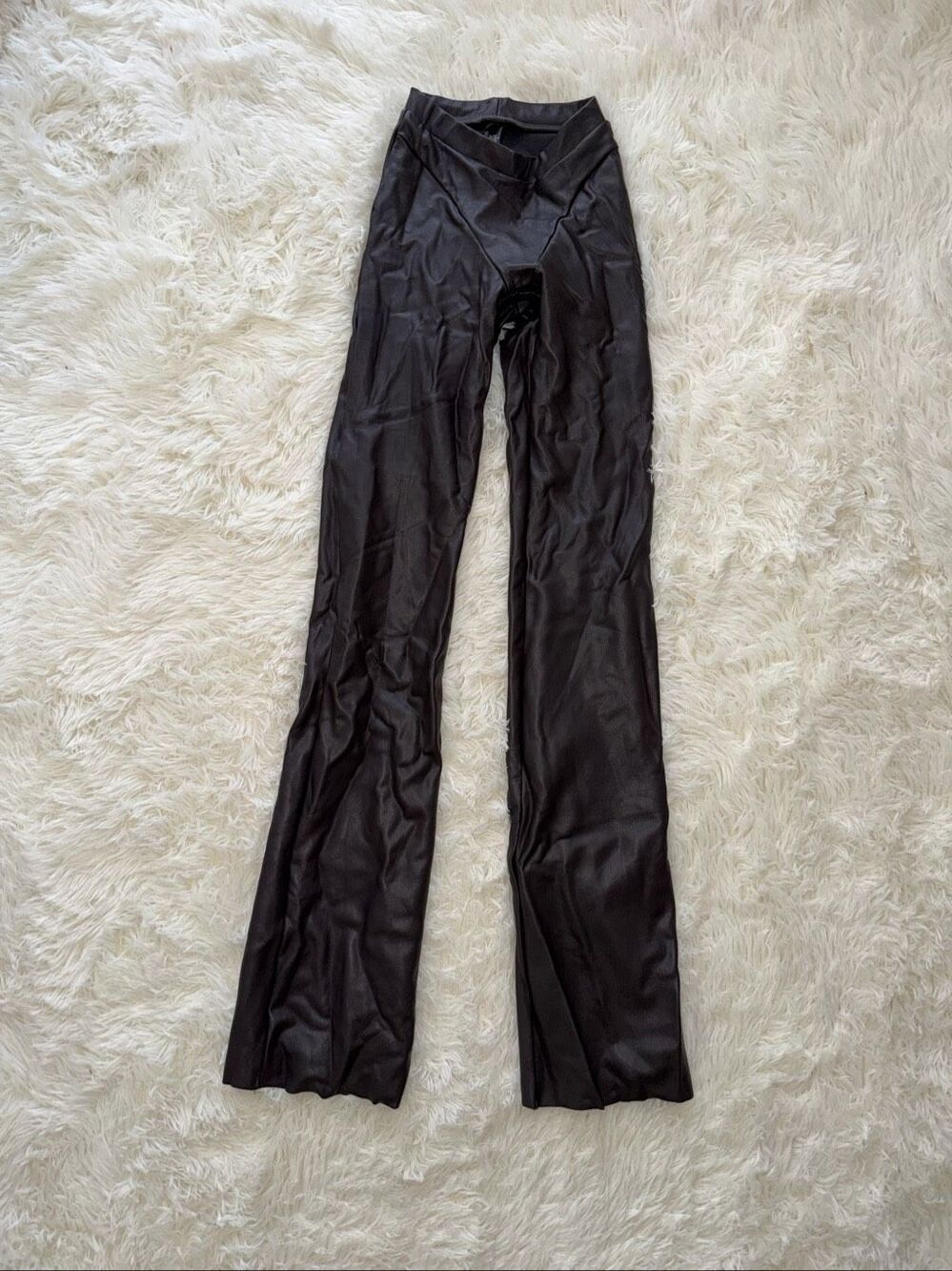 SKIMS dark brown leather pants size XXS
